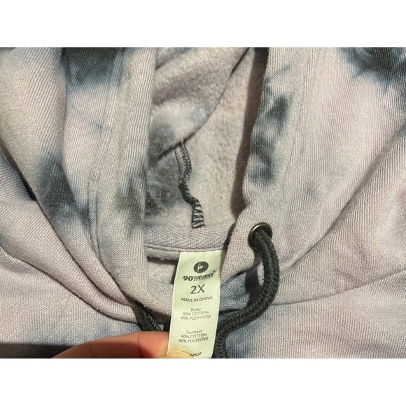 90 Degree Tie Dye Hoodie Pullover Sweatshirt Comfy Athleisure 2X - Picture 3 of 3